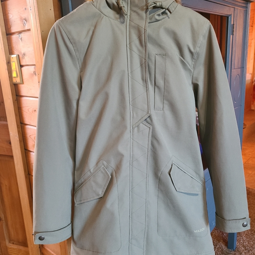 NWT Volcom Sherpa lined women jacket Green Tea XS - Picture 2 of 16
